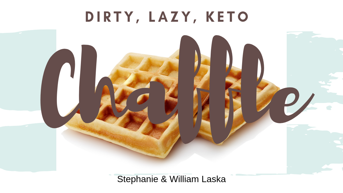 Text over a photo of waffles