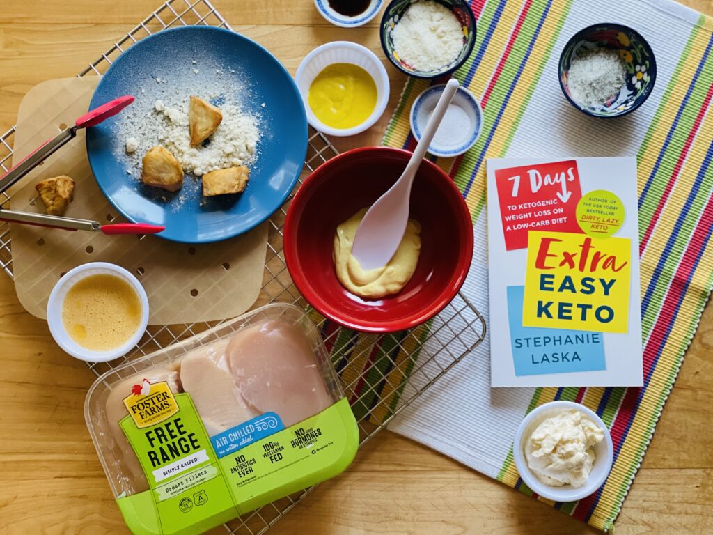 Keto Air Fryer Chicken Recipe for One from Extra Easy Keto by Stephanie Laska, Author of DIRTY LAZY KETO